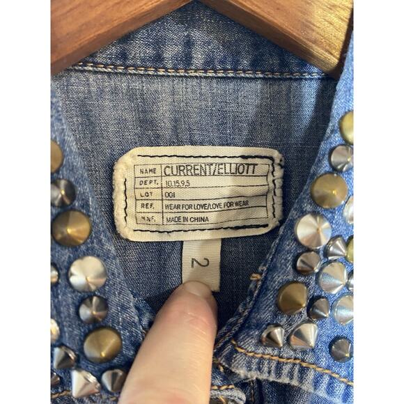 Current Elliott Denim Top Womens Size 2 Studded Button Down The Perfect Shirt - Picture 3 of 6